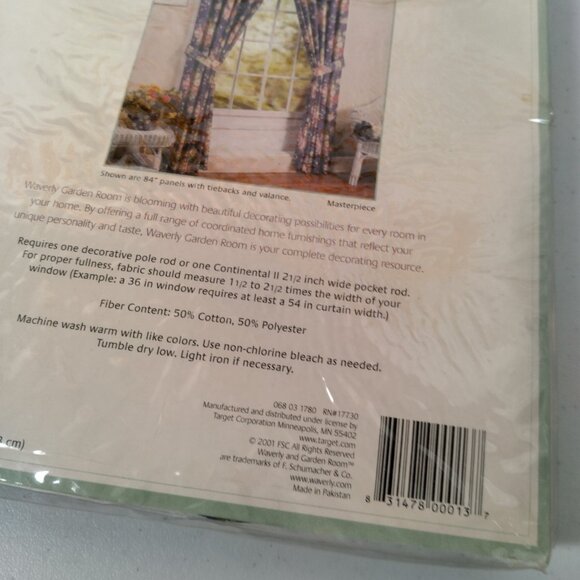 Waverly Garden Room Heirloom Collection Shaped Ruffle Valance 72x17 Blue Floral - Picture 10 of 12